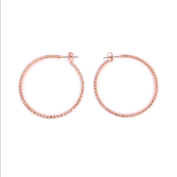 💎40mm Rose Gold Rhinestone Hoops💎 - Picture 3 of 5